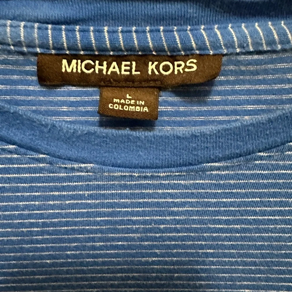Michael kors blue striped tee shirt size Large pre owned - Picture 5 of 10